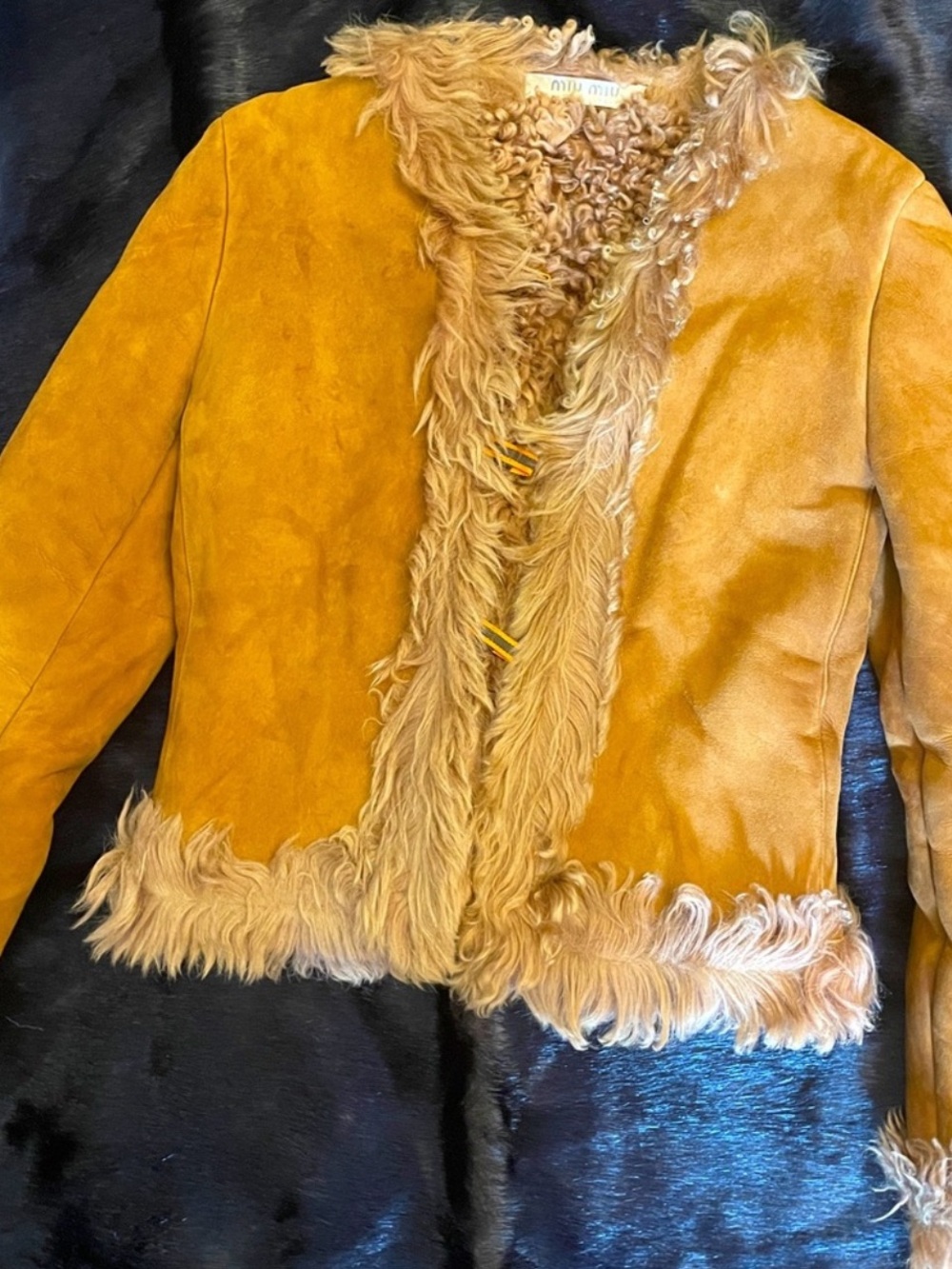 Miu Miu Suede Teddy Shearling Jacket - Picture 1 of 4